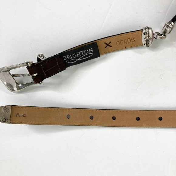 Vintage Brighton Leather Croc Embossed Western Artisan Belt Q6408 Size Small 28 - Picture 8 of 15